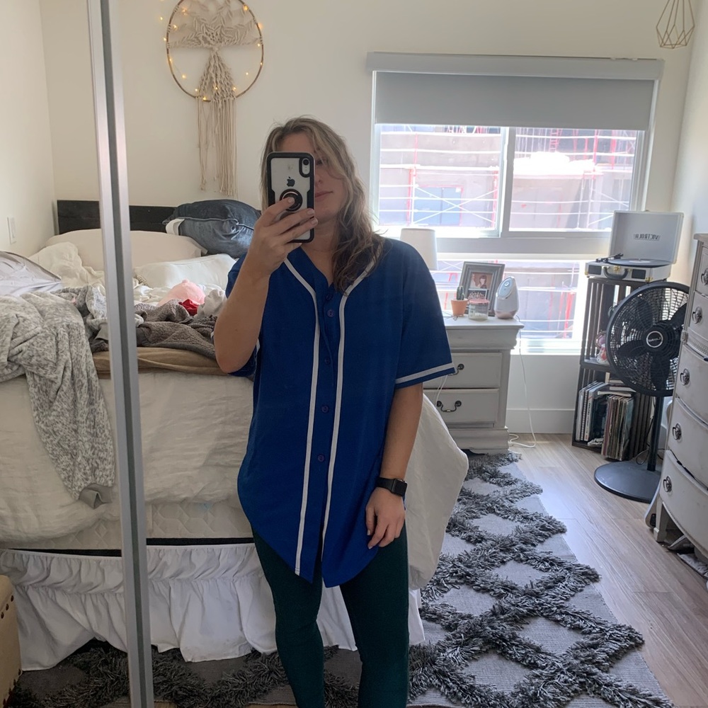 Royal blue baseball shirt